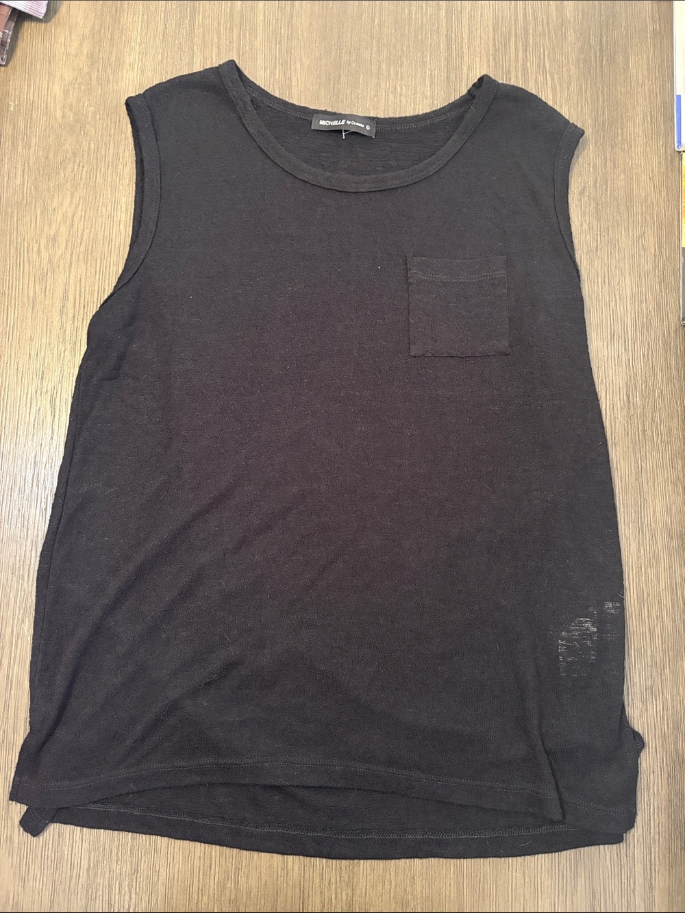 Sleeveless Black Pocket Tank Top by Michael Stars